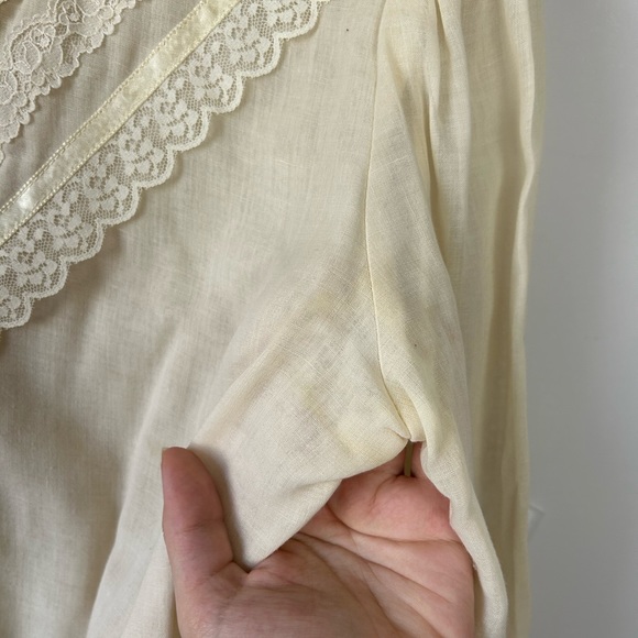 Vintage 70’s Jessica's Gunne Sax Gauzy Cream Lace Edwardian Prairie Blouse - Picture 8 of 12